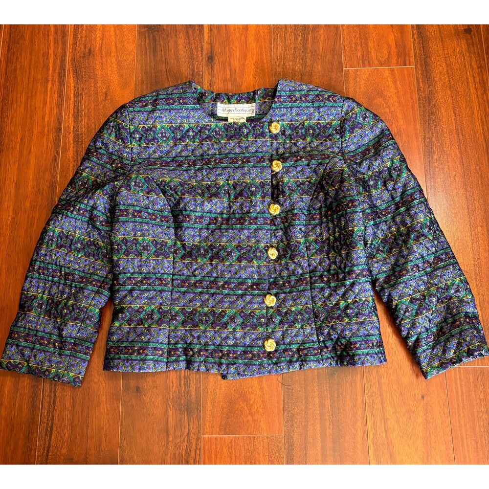 Vintage Maggie Boutique 80s Quilted Blazer with Padded Shoulders